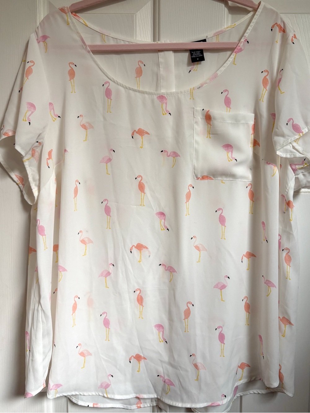 🦩 Torrid White Flamingo Print Blouse